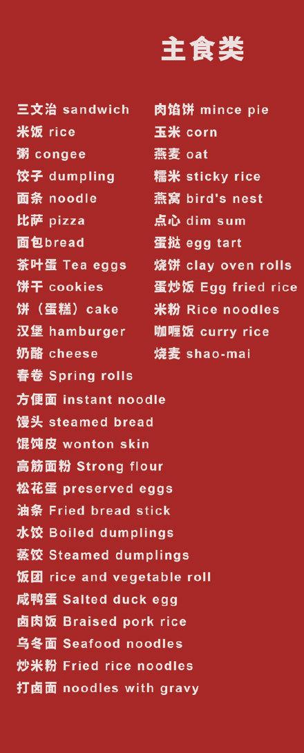 美食翻译成英文